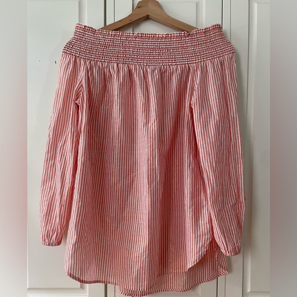 Michael Kors Women’s Pinstripe Jacquard Casual Off The Shoulder Top size M